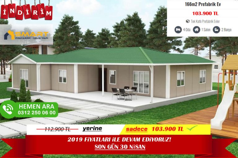 166 M2 Prefabrik Ev- İleri Kaba 123.900 TL Anahtar Teslim 141.900 TL